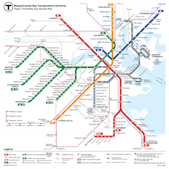 ボストンの地下鉄路線図