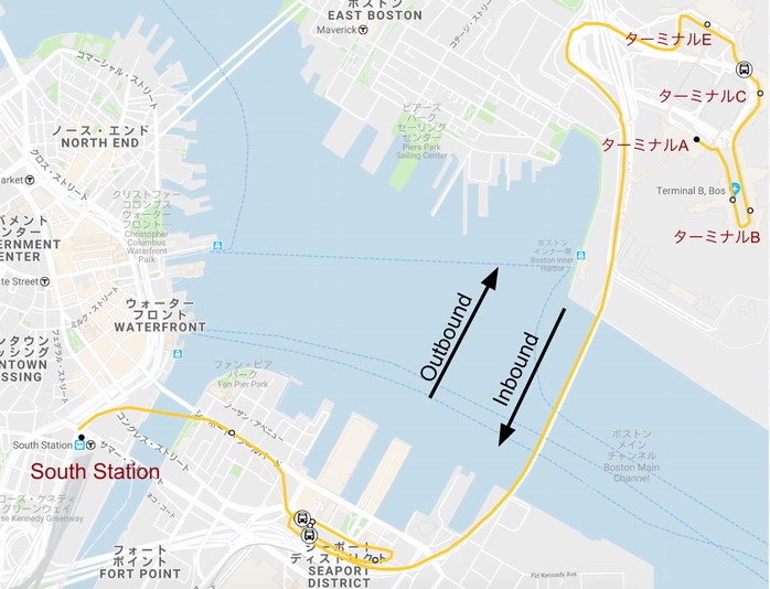ボストン地下鉄シルバーラインの路線図