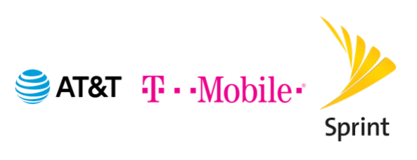 AT&T、T mobile、Sprintのロゴ